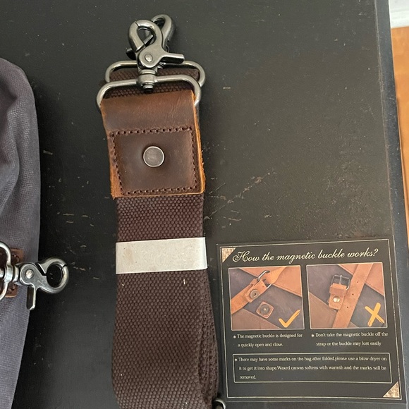 Gray Cavas/Leather Weekend BAG with leather handles&removable/adjustable strap. - Picture 7 of 12